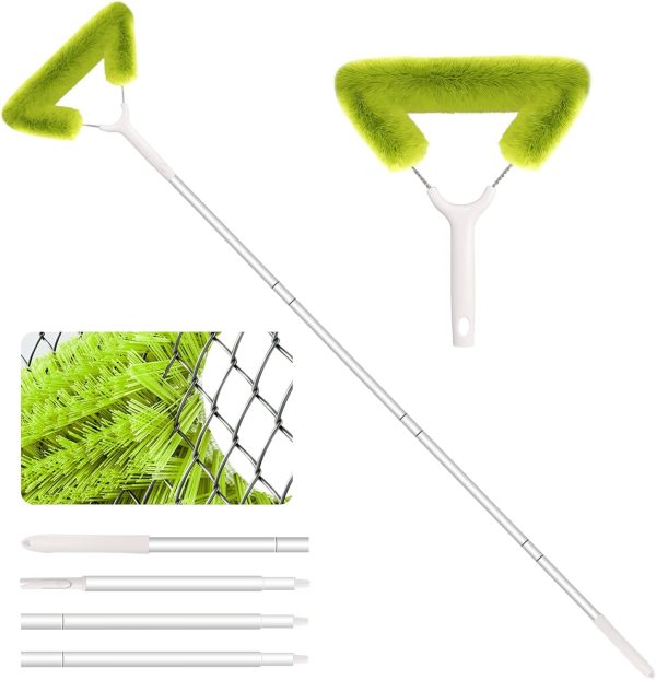 Window Screen Cleaning Brush With 62in Extension Pole, Innovative Fibre Mesh Cleaner for Window Mesh, Patio Screens, Blinds and Air Conditioners, for Dry or Wet Use