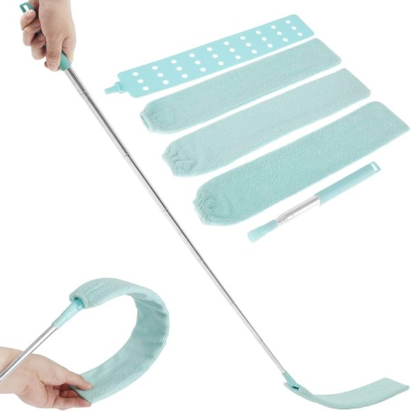 Gap Dust Cleaner, Telescopic Removal Brush Long Handle Duster,Multifunction Retractable Microfiber Flat Gap Dust Brush Gap Mop,Extendable Cleaning Tool, for High Celling Bedroom Window (Light Green)