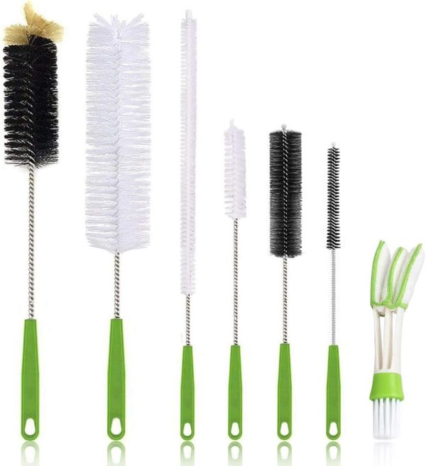 7 Pack Bottle Brush Cleaning Set with Long Handles for Cleaner Bottles, Cups, Pipes, Straws, air Conditioner Outlet and More