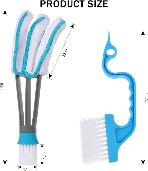 Blind Duster, Blind Cleaner Duster and Brush Kit with 2pcs Removable Microfiber Sleeves Groove Gap Cleaning Tool for Household Cleaning Window Cleaning Air Conditioner Cleaner - Image 2