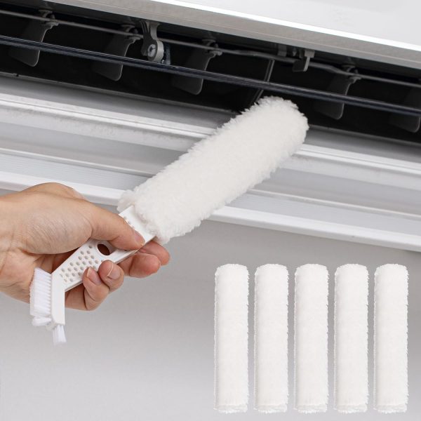 Under Fridge Cleaning Tool Mini Split Cleaning Kit Air Conditioner Cleaner Window Unit Kit with 5 Replaceable Brush Clothes for Refrigerator Air Conditioner, No Disassembly Furniture Appliances - Image 2