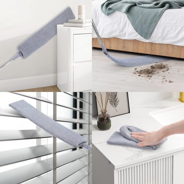 Retractable Gap Dust Cleaner Brush with Long Handle (30 to 100 inches), Cleaning Tools with 2 Microfiber Dusting Cloths, Extendable Duster for Cleaning Under Refrigerator Sofa Couch Bed Furniture - Image 2