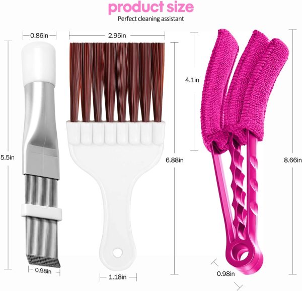 3 Pcs Air Conditioner Condenser Fin Comb/Cleaning Brush, Coil Cleaner Whisk Brush with Window Blinds Brush Dust Cleaner for Refrigerator Evaporator Radiator - Image 2