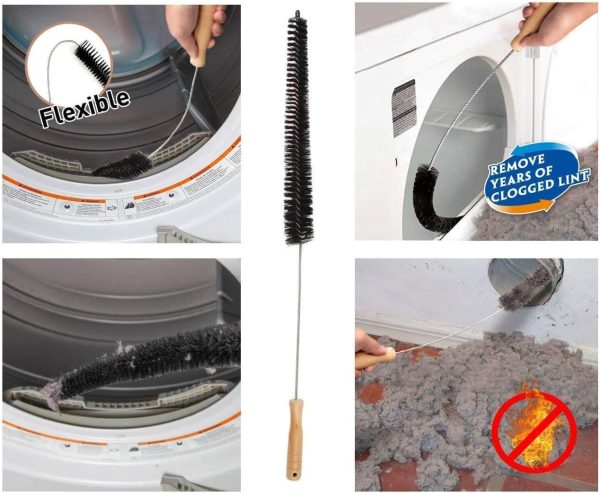 Dryer Vent Cleaner Kit & Refrigerator Condenser Coil Brush-Dryer Lint Brush Vent Trap Cleaner-Vacuum Attachment for Small Crevice-Dryer Cleaner Brush - Image 2