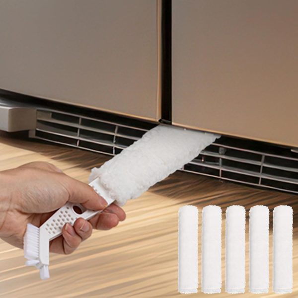 Under Fridge Cleaning Tool Mini Split Cleaning Kit Air Conditioner Cleaner Window Unit Kit with 5 Replaceable Brush Clothes for Refrigerator Air Conditioner, No Disassembly Furniture Appliances