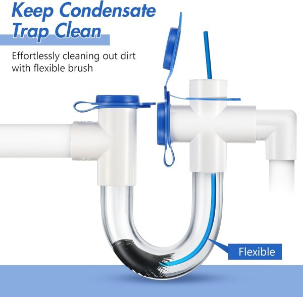 3 Pcs Condensate Trap Flexible Drain Brush, 16 Inch AC Drain Line Cleaning Brush for AC & HAVC Condensate P Trap, Blue - Image 2