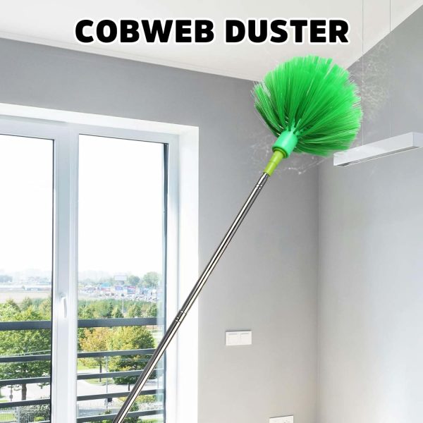 Cobweb Duster with Extension Pole,  Ceiling Fan Duster with Long Handle, Spider Web Brush Flat Duster for Under Appliances High Ceilings Outdoor - Image 2