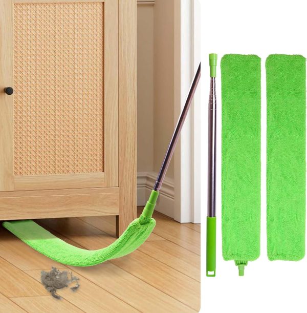 Retractable Gap Dust Cleaner Under Appliance Cleaning Tool,  Flat Duster for Under Refrigerator Fridge Stove Couch Bed, Skinny Thin Duster for Tight Spaces