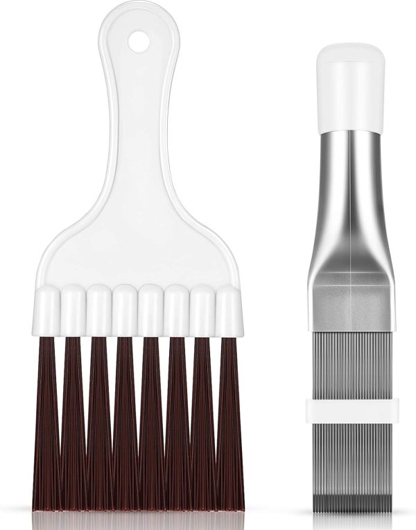 Air Conditioner Condenser Fin Comb, Fin Cleaning Brush Air Conditioner Coil Cleaner Refrigerator Coil Cleaning Whisk Brush Evaporator Radiator Repair Tool(2 Pieces)