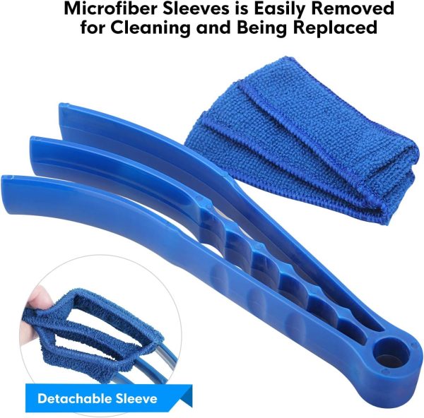 Window Blind Cleaner Duster Brush Kit 2 Pack Brush with 6 Microfiber Sleeves - Blind Cleaner Tools for Window Blinds Air Conditioner Jalousie Dust - Image 2