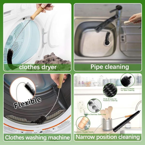 Cleaning Brush Set for Washing Machine, Bathroom, Shower & Kitchen - Scrub Brushes with Long Handle, Stiff Bristles, Crevice Tool - Tile, Bathtub, Sink, Grout Cleaning Brushes Household Tools - Image 2
